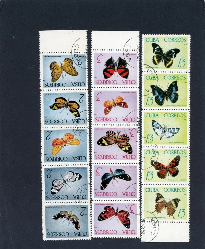 Tiras de mariposas Scott# 996-1010 de América Central 1966 canceladas Foto 1 de 1