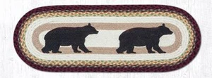 Braided Jute Hand Stenciled Oval Table Runner. Earth Rugs. CABIN BEAR. 13" X 36" - Picture 1 of 1