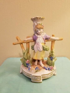 "Schierholz"Germany Young Girl Leaning On Fence Figurine, Marked 115, Emblem GUC - Picture 1 of 12