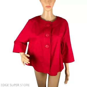 Chico's Red Classic Milla Mod 3 Button Up 3/4 Sleeve Short Coat Jacket Size 1 - Picture 1 of 5