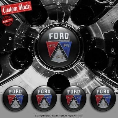 Ford Decals Set of 4 3D Gel Silicone Center Wheel Caps Stickers - Image 1 of 3
