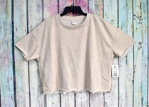 Women's Secret Treasures Sleepwear Top L (12-14) Beige Oatmeal Short Sleeve NWT - Picture 1 of 9