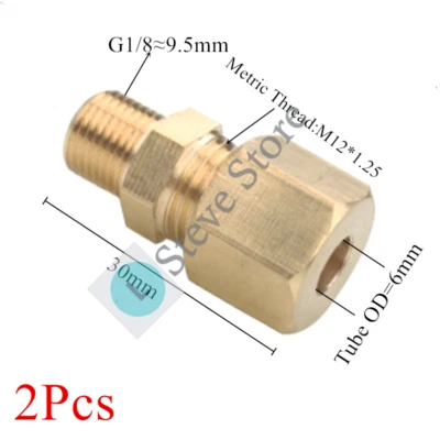 6mm x 1/8 Male BSP G Thread Connector Brass Compression Fitting for 6mm OD Tube - Image 1 of 2