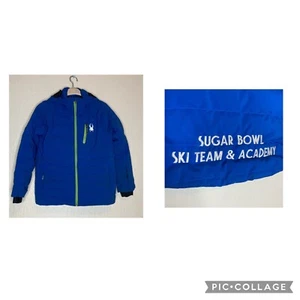 Spyder Blue Hooded Sugar Bowl Ski Team Snowboard Jacket Coat Boys Size 14 - Picture 1 of 12