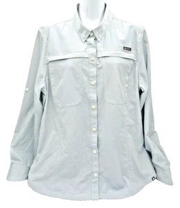 Eddie Bauer Fishing Shirt Women SZ XL Blue Check Vented Roll Tab Sleeve 44"x29" - Picture 1 of 18