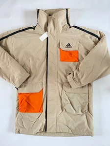 ADIDAS TRAVEER MEN COAT PARKA OUTDOOR FULL ZIP JACKET SAND ORANGE FT2463 - M - Picture 1 of 11