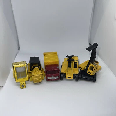 Vintage Matchbox Construction Vehicles Refuse Truck Cat Excavator Tractor Metal - Image 1 of 4