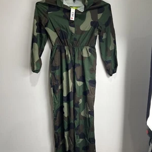 CBR Women Camouflage Print Long Sleeve Button Turn Down Straight Sashes Jumpsuit - Picture 1 of 12