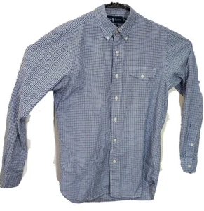 Ralph Lauren Mens Button Down Shirt Small Blue Checkered Long Sleeve Custom Fit - Picture 1 of 8