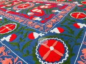Indian made suzani bedspread | Handmade Embroidery suzani king size tapestry . - Picture 1 of 6