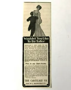 Anuncio de medicina charlatanesa 1904 Be Taller hombre corto mujer grande impresión antigua AD - Imagen 1 de 1