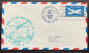 1959 FIRST JET AIRMAIL AM 2 MIAMI ST LOUIS LOS ANGELES VF CONDITION - Picture 1 of 2