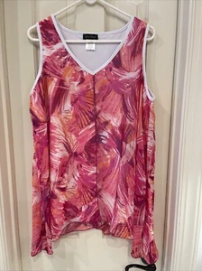 Slinky Marke ärmellos Flyaway Tunika Top Aquarell Rosa Größe 1X - Bild 1 von 8