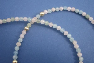 Beryll Kette 45 cm Design-Elemente und Magnet-Verschluss 925 Silber vergoldet - Bild 1 von 8