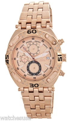 Reloj cronógrafo de diamantes de acero inoxidable de oro rosa Aqua Master para hombre W#351 Foto 1 de 3