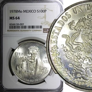 Mexico ESTADOS UNIDOS MEXICANOS Silver 1978 Mo 100 Pesos NGC MS64 KM# 483.2 (07) - Picture 1 of 5