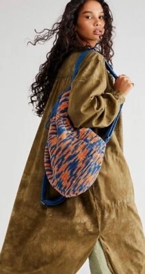 Free People Montana Crochet Backpack Bucket  Adjustable Straps Orange Blue NEW, - Image 1 of 4