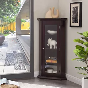 Kings Markenmöbel - Eckschrank Curio mit Glastür, Kirsche - Bild 1 von 3