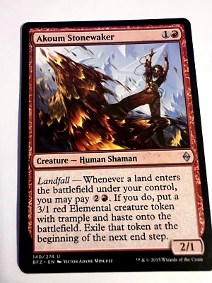 MTG Magic The Gathering Battle for Zendikar Akoum Stonewaker Uncommon LP - Image 1 of 2