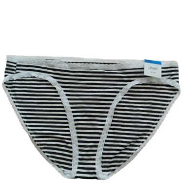 NWT JENNI Bikini Panty Size XL Striped W/ Lace Detail Cotton Blend - Image 1 of 4