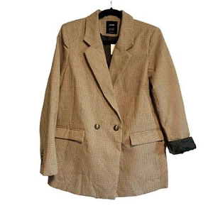 Cotton On Slouch Brown Houndstooth Academia Preppy Blazer NWT Size 6 - Picture 1 of 9