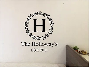 Personalized Family Name & Initial Wall Sticker Wall Art Vinyl Lettering Decal - Picture 1 of 1