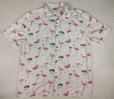 Joe Marlin Hawaiian Shirt Mens XL  Flamingo Short Sleeve Button Up - Image 1 of 4