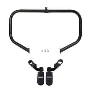 Black Highway Engine Guard Crash Bar Footpegs Fit For Harley Street Glide 09-23 - Foto 1 di 14