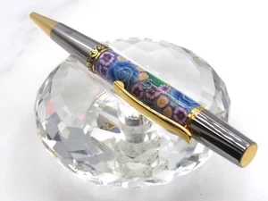 PENNA A SFERA UNICA ALTA QUALITÀ FATTA A MANO 5" FIORI SIERRA CELLULOIDE TWIST - Foto 1 di 4