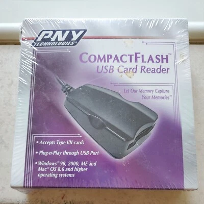 Lector de tarjetas USB PNY Technologies Compact Flash *Acepta tarjetas tipo I/II como nuevo 2001 Foto 1 de 2