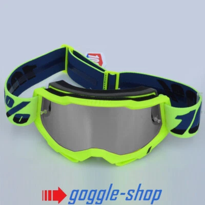 100% Percent Accuri 2 Motocross MX Gafas Fluo Amarillo W/ Espejo de Plata MTB - Imagen 1 de 4