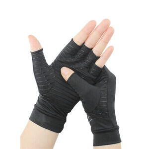 Anti Arthritis Compression Gloves Copper Fingerless Pain Relief Strain Support