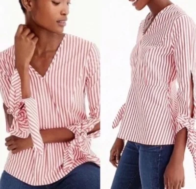 ESTÁNDAR UNIVERSAL para J CREW Talla M Rayas Popelina Corbata Puño Playa Costero Foto 1 de 4