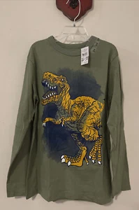 Children’s Place Boys Size Medium 7/8 Green Dinosaur Cotton Shirt NWT! A5347 - Picture 1 of 4