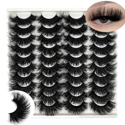 Mink Lashes Wispy 20mm 3D Volume Full Dramatic Faux Mink D Curl Strip Lashes Tha - Image 1 of 4