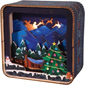 3D Holz Weihnachten Puzzle Nachtlicht Dekoration, beleuchtet, 3,7x3,7x1,96" - Bild 1 von 6