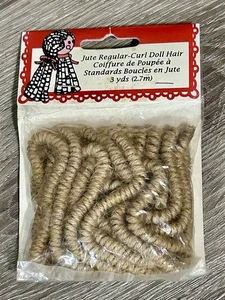 Fibre Craft Jute Regular Curl Doll Hair 3yds. 1996 Vintage NOS #3221-04 - Afbeelding 1 van 12