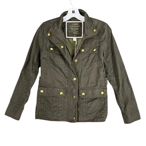 J.Crew Field Jacket Womens XS Petite Olive Green Boyfriend Utility Cotton Coat - Picture 1 of 8