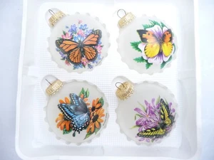 Bronner's Christmas Butterfly Frosted Glass Ornament Set of 4 Gibson Don - Picture 1 of 4