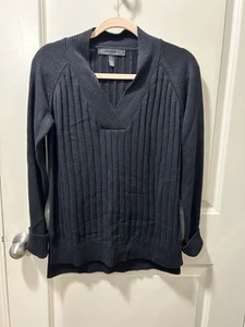 White House Black Market Pullover Damen klein schwarz gerippt Tunika Pulli - Bild 1 von 6