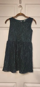 Girls Place Sparkley Dark Green Lace Dress Size 12 - Picture 1 of 5