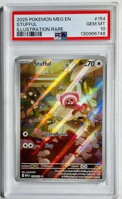 POP 1🥇 Pokemon PSA 10 GEM MINT Stufful 154/132 (IR) Mega Evolution English - Image 1 of 2