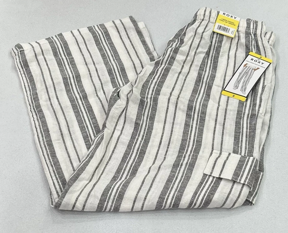 Roxy Women's Striped Cargo Pockets Pants Black Size S