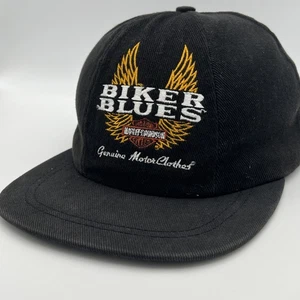 De colección Años 90 Harley-Davidson Motociclista Azul Sombrero Gorra Snap Back Motocicleta Logo Águila - Imagen 1 de 7