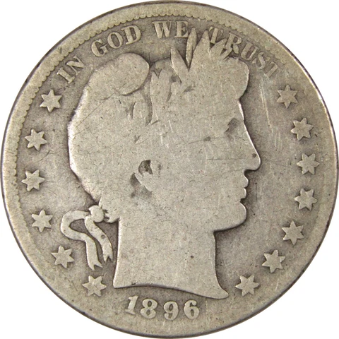 1896 S Barber Half Dollar AG About Good 90% Silver 50c SKU:IPC6883 Cover