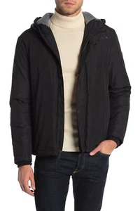 NWT Cole Haan signature mens long sleeve hooded jacket zip and snap button sz S - Picture 1 of 6