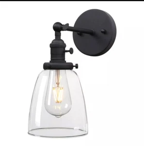 Industrial Vintage Wall Sconce Cone Clear Glass LampShade Living Room Lighting - Picture 1 of 7