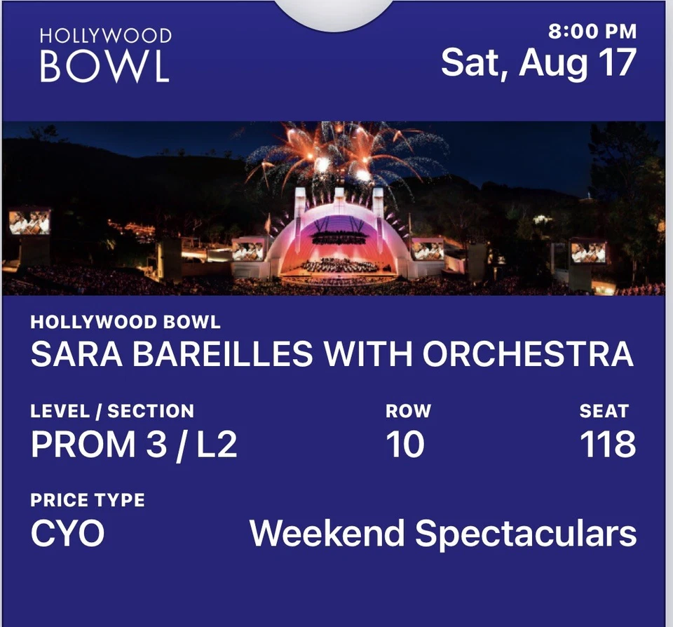2 Sarah Bareilles Tickets - Image 1 of 2