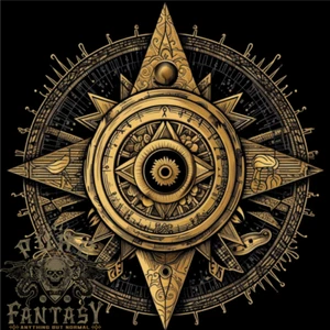 A Fantasy Gold Compass Mens Light Cotton T-Shirt - Picture 1 of 4