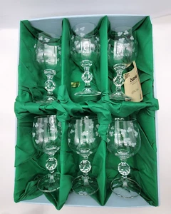 6 Duiske Irish Hand Cut Crystal "Aine" Barware Small Wine Glasses Harp Shamrock - Picture 1 of 4